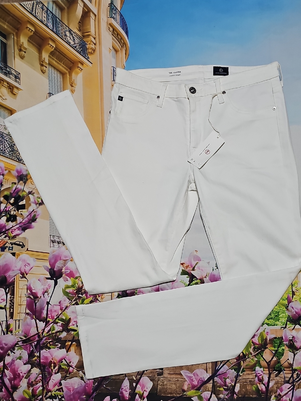 Adriano Goldschmied Harper White Straight Leg Jeans Size 30 New